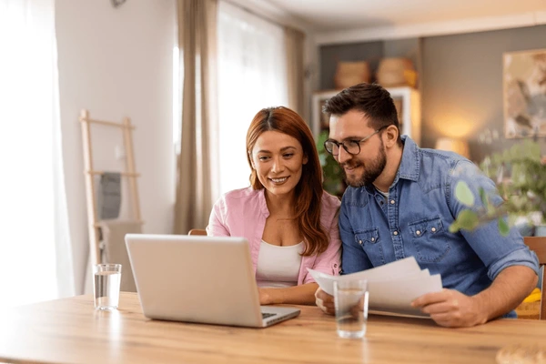 Couple discussing financial goals and future planning