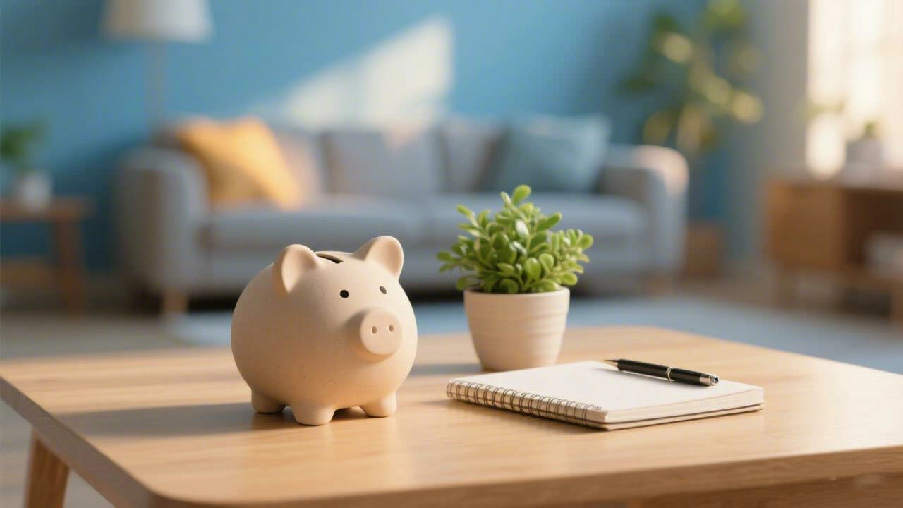A clay piggy bank and a growing plant on a desk, symbolizing affordable relationship help and low-cost relationship counseling.