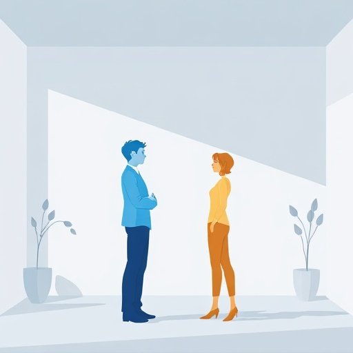 Illustration of different communication styles merging into harmony, representing gender communication differences in relationships.